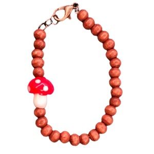 Wooden Beaded Mushroom Bracelet